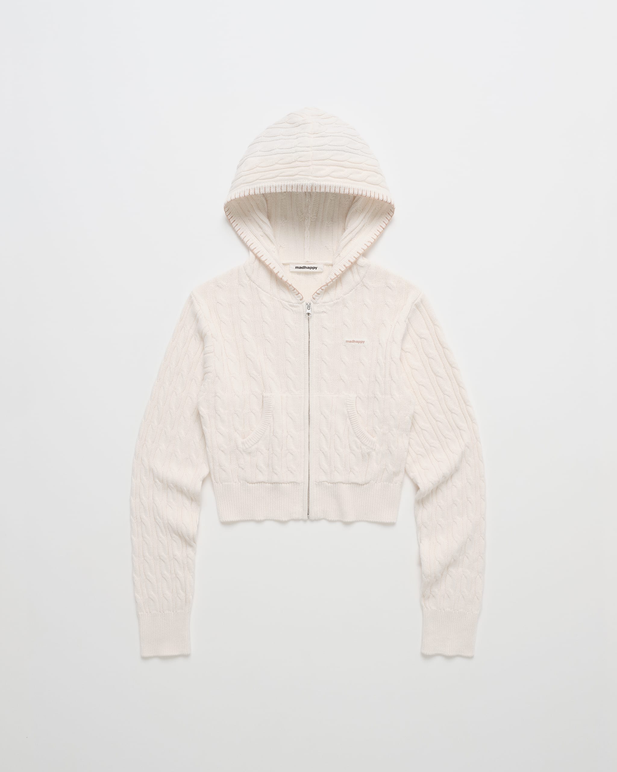 Heritage Classics Washed Cropped Cable Knit Zip Up | Madhappy