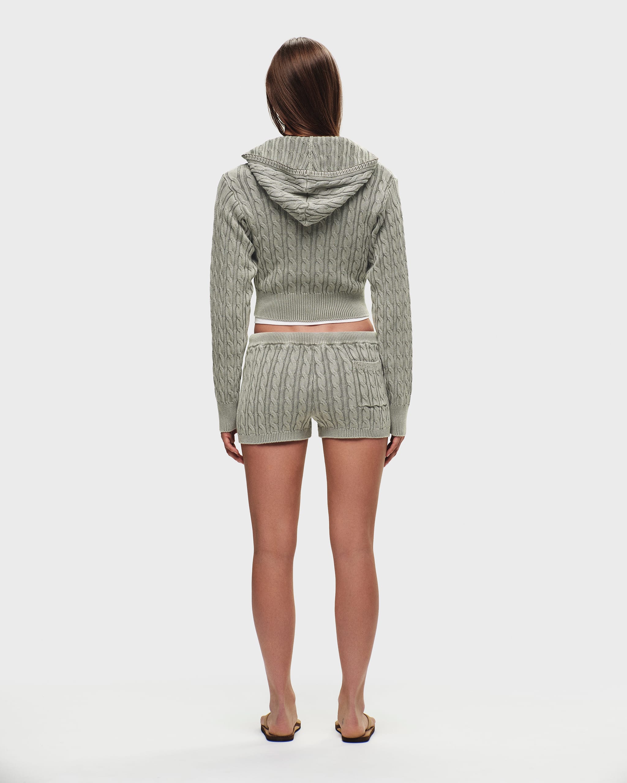 Heritage Classics Washed Cropped Cable Knit Zip Up | Madhappy