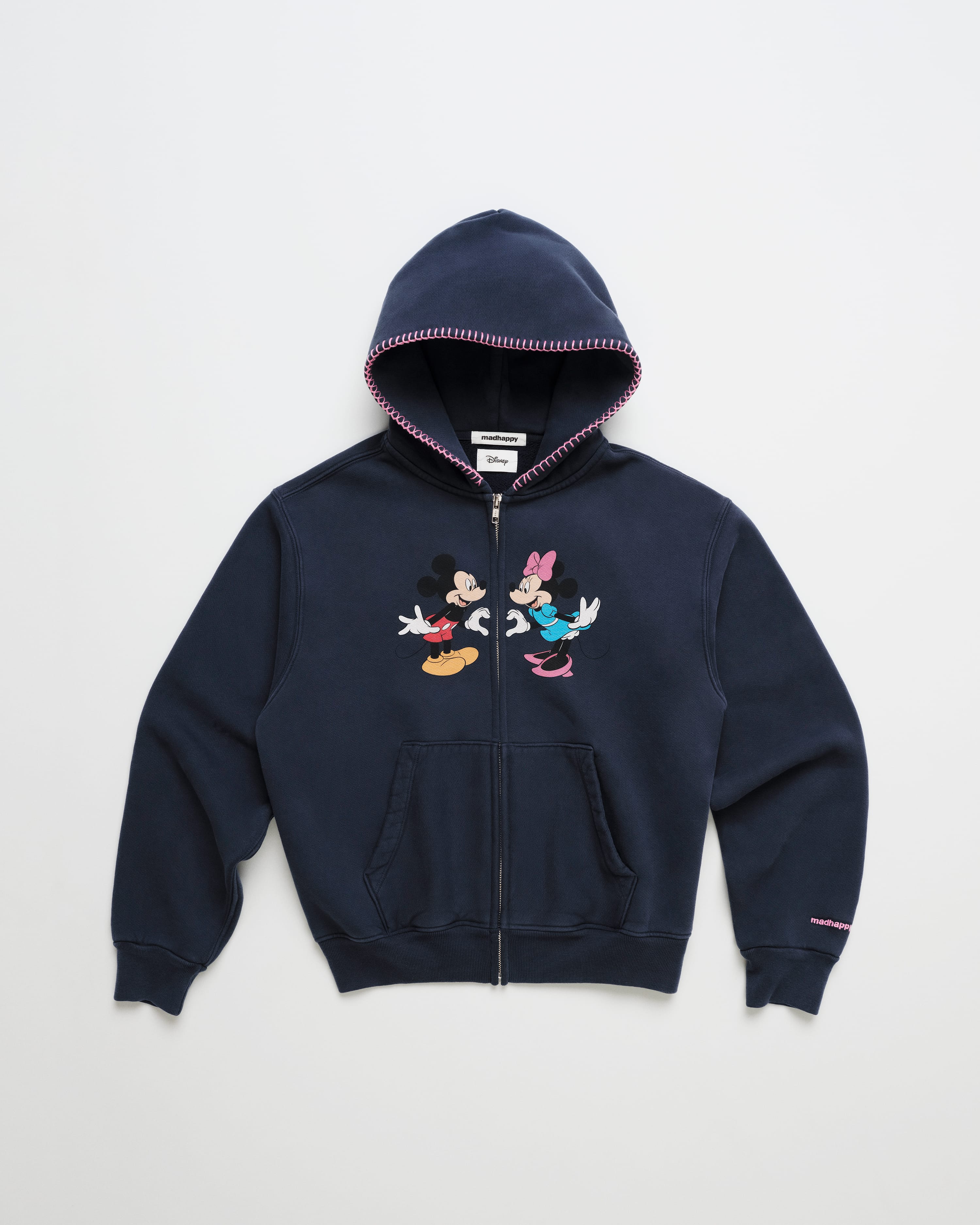 【minnie】 Mickey Mouse and Minnie Mouse Heart Fleece Zip Up | Madhappy