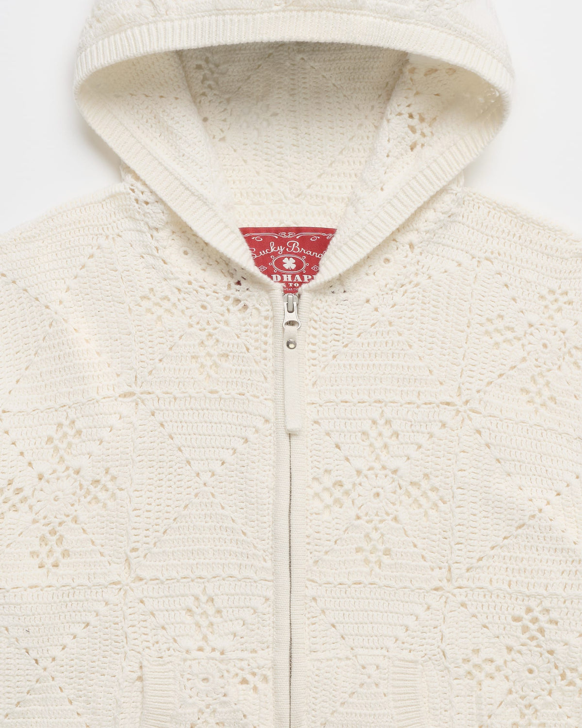 Lucky Crochet Zip Up – Porcelain