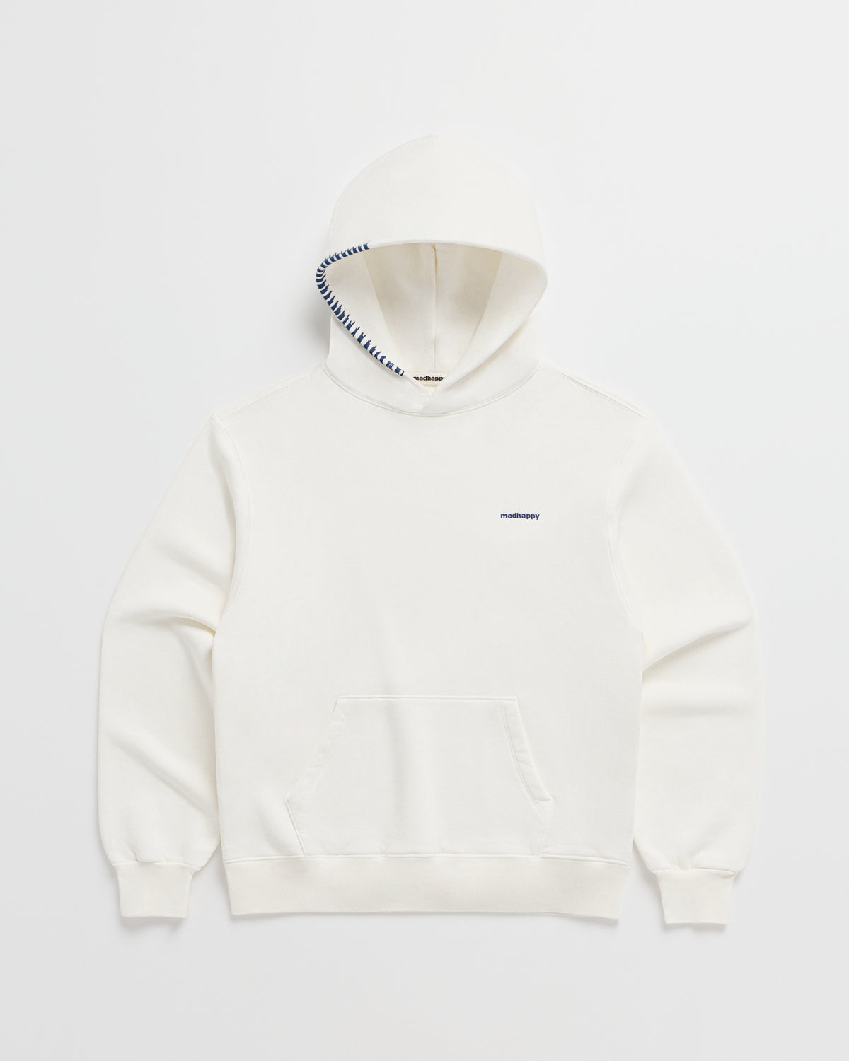 Classics Fleece Hoodie – White With Navy
