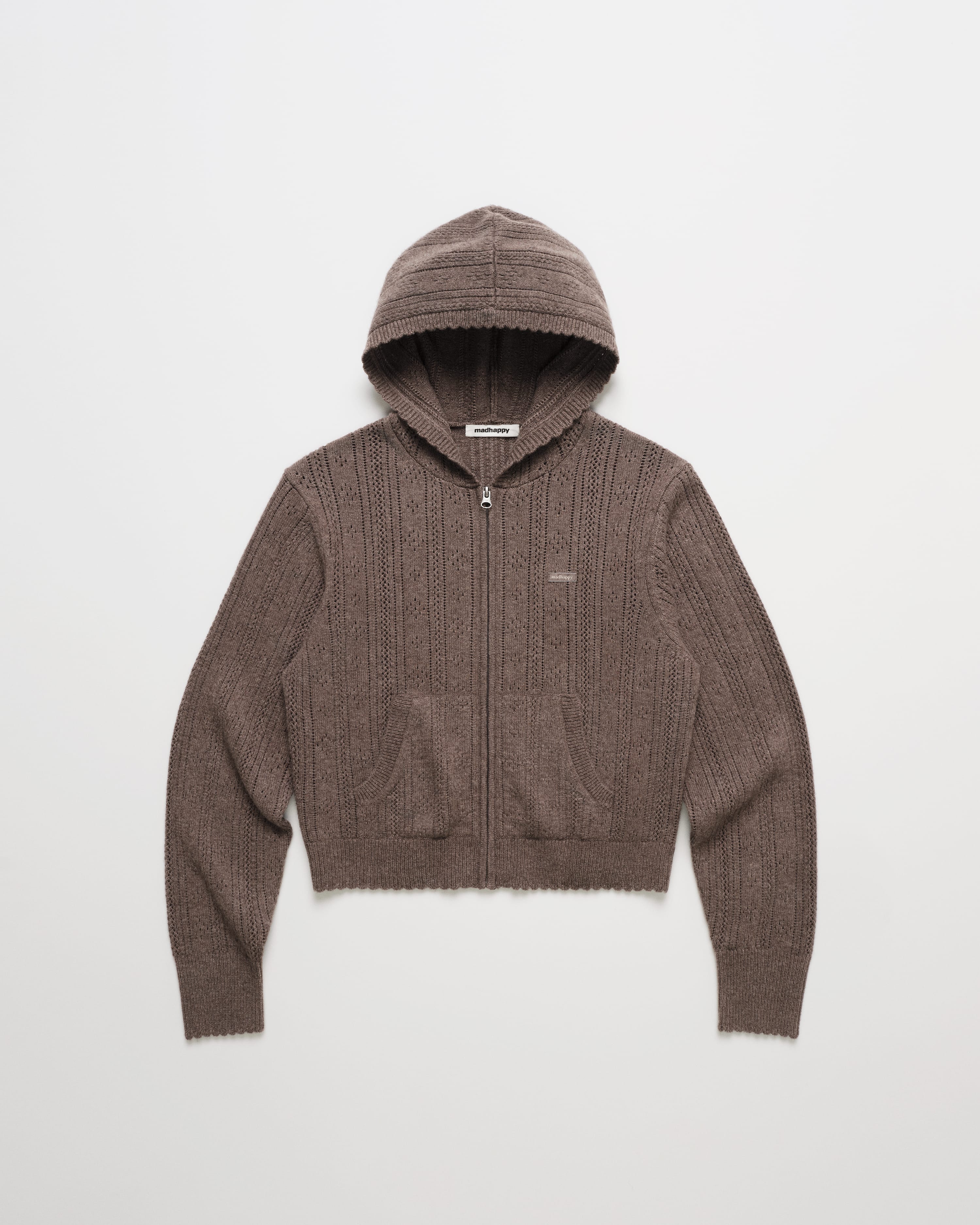 トップス 2000s diagonal zipup wool knit Pointelle Sweater Zip Up | Madhappy