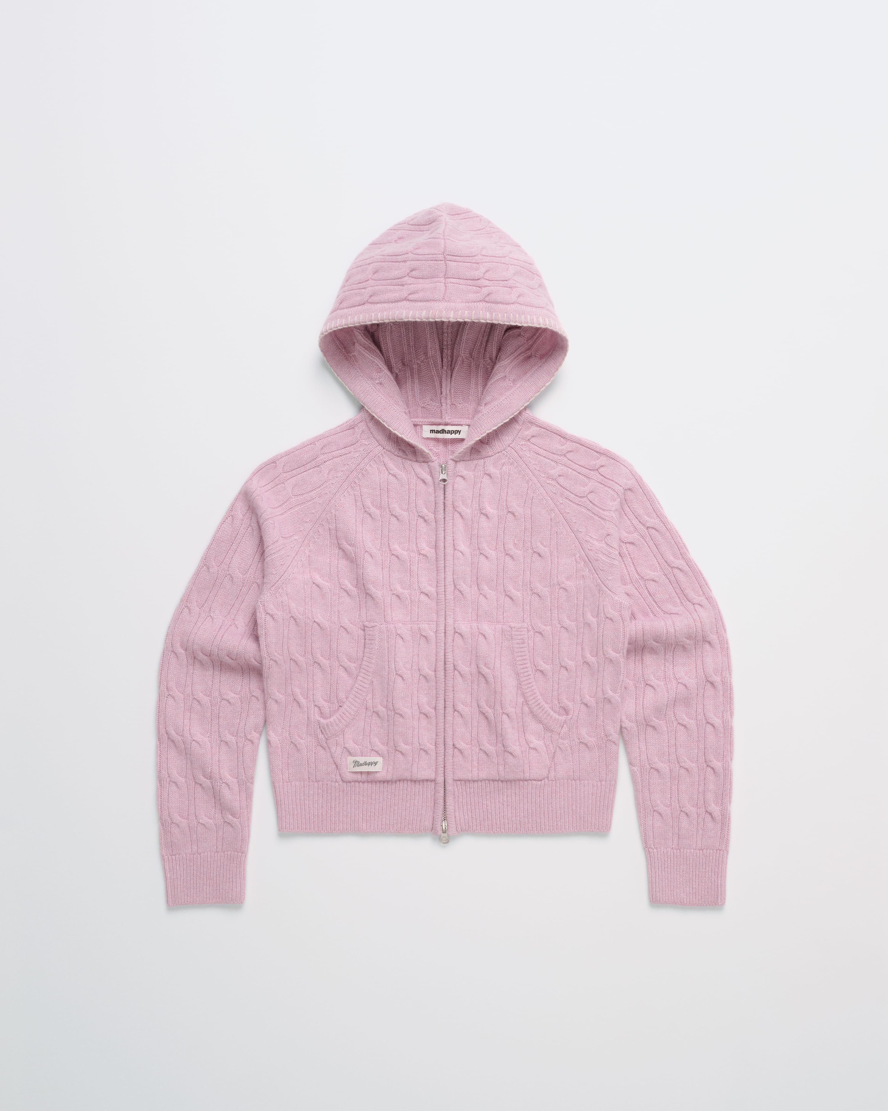 Zip Up Cable Sweater Hoodie | Madhappy