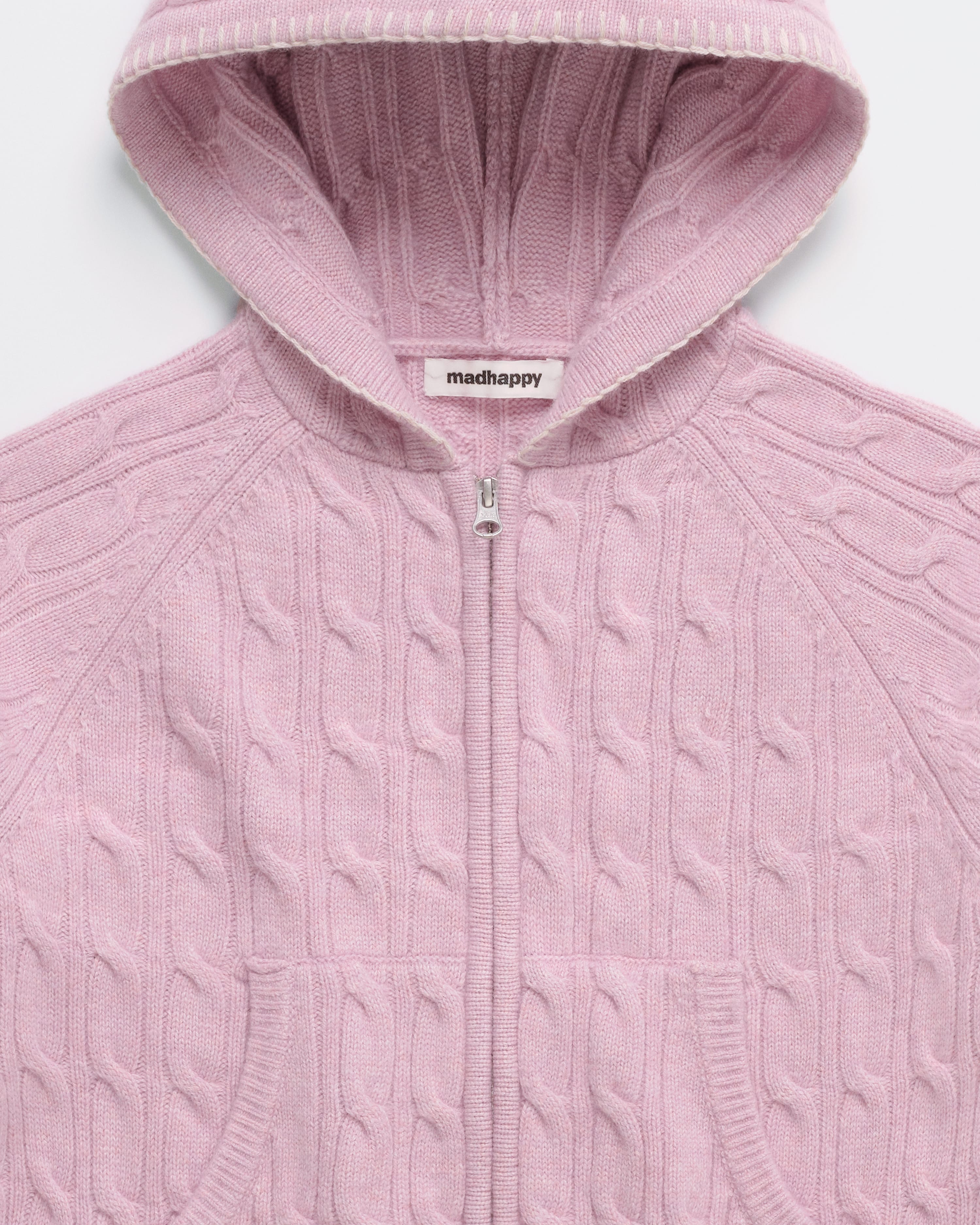 Zip Up Cable Sweater Hoodie | Madhappy