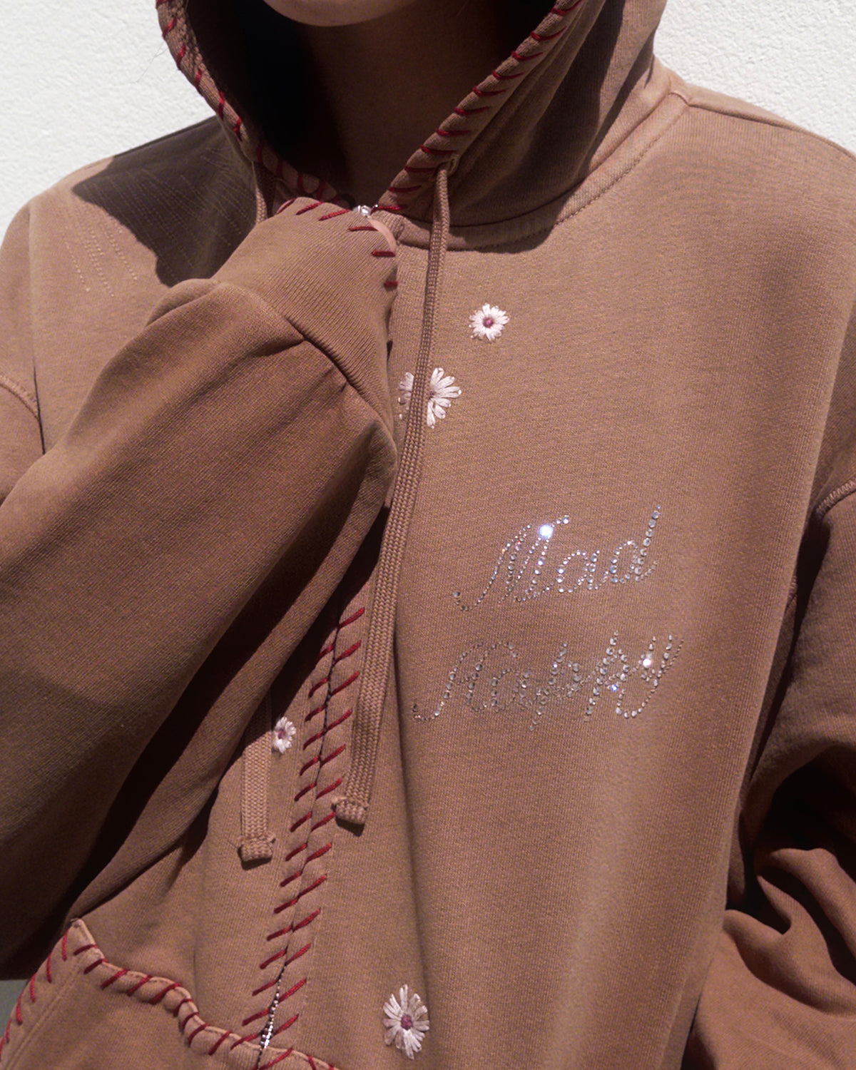 Crystal Flower Zip Up Hoodie