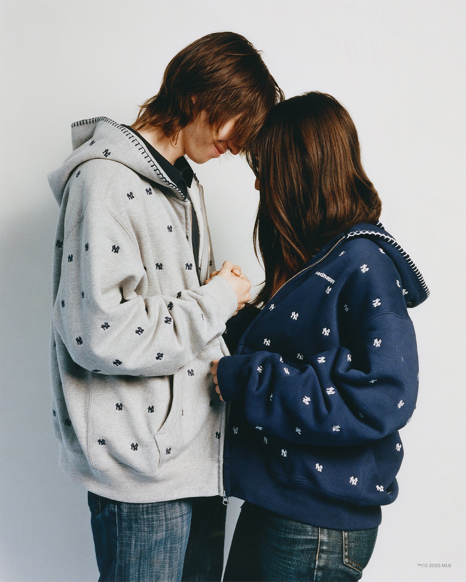 Yankees All Over Embroidered Fleece Zip Up | Madhappy